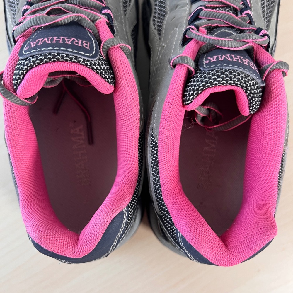 Brahma Steel Toe Work Shoes Women 7 Gray Pink Leather Industrial ASTM F2413-11 - Picture 4 of 9